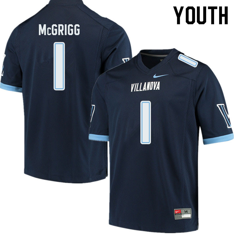 Youth #1 Josh McGrigg Villanova Wildcats College Football Jerseys Sale-Navy
